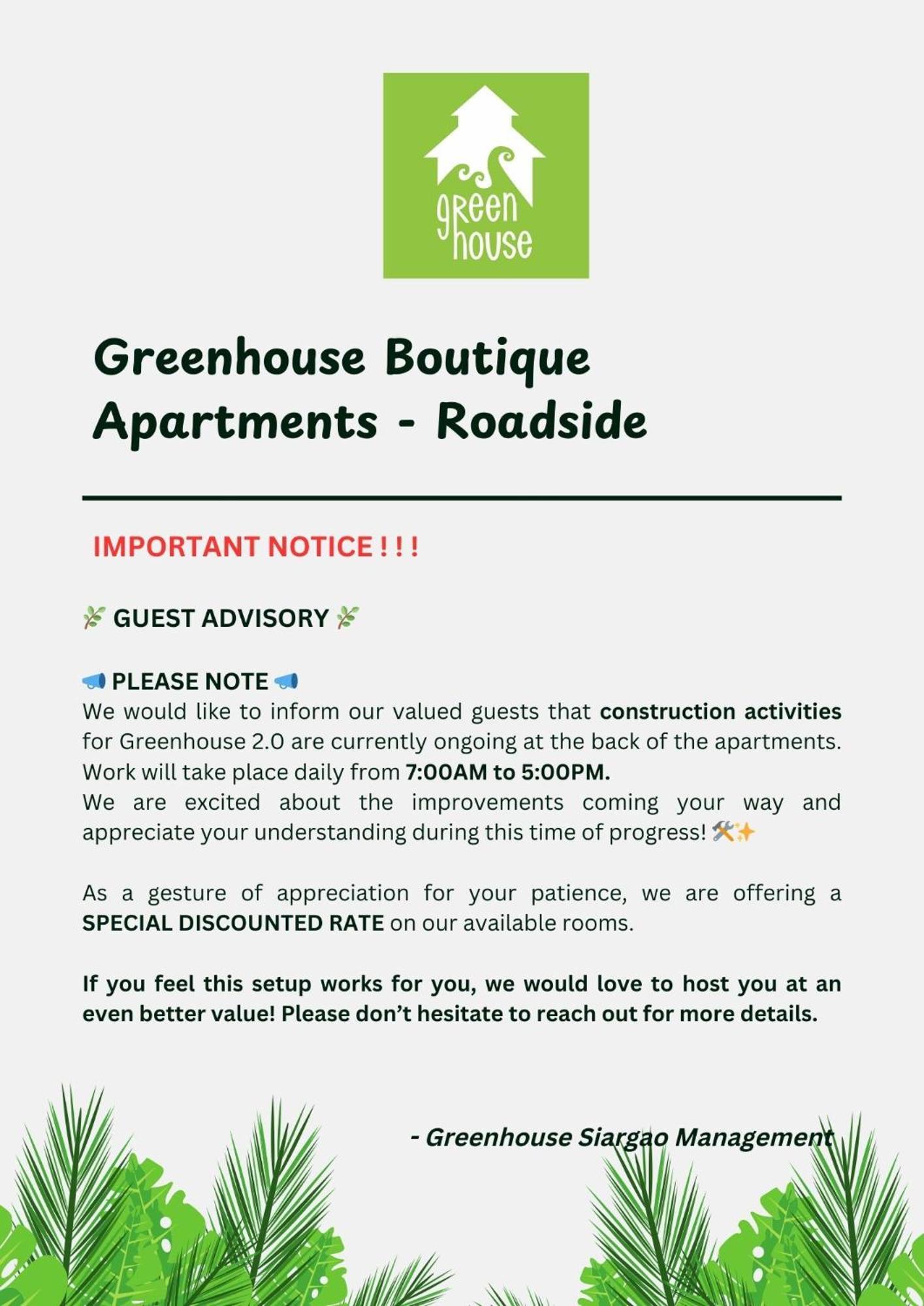 Greenhouse Siargao Roadside Boutique Apartments General Luna  Buitenkant foto